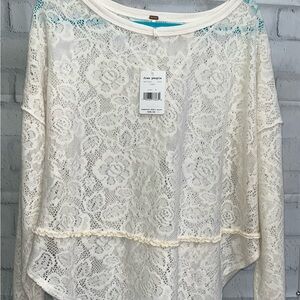 Free People Ivory Lace Blouse